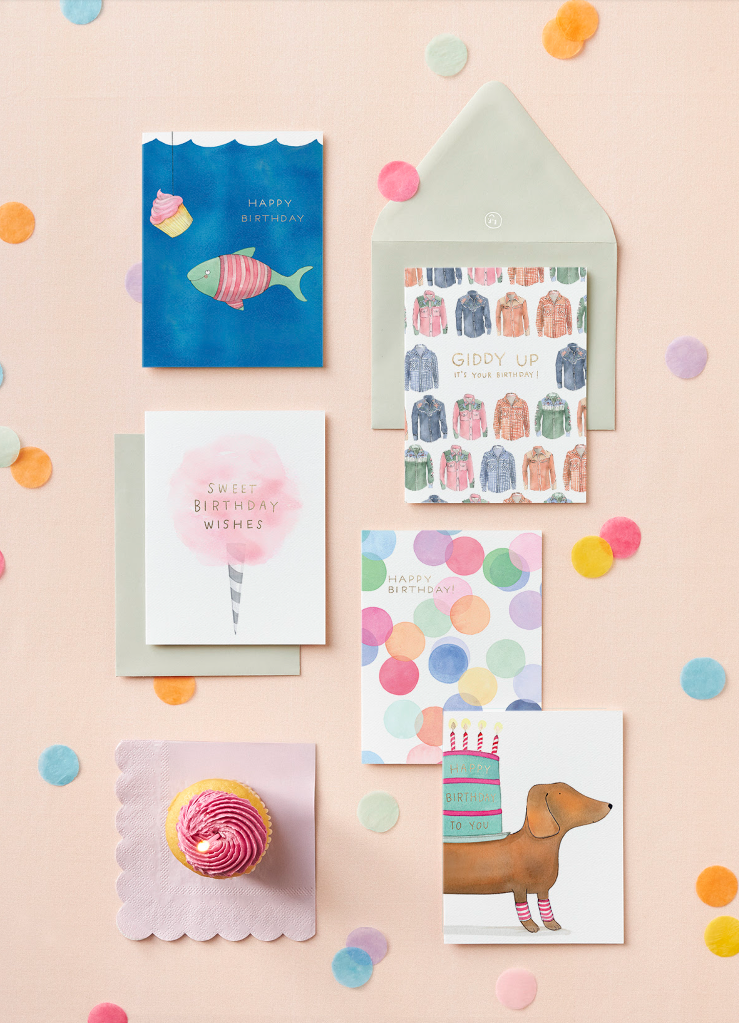 E. Frances Paper - Cotton Candy Birthday Greeting Card