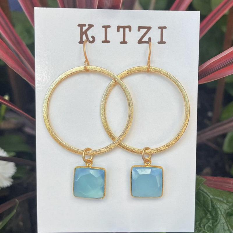 Kitzi Hoop with Square Blue Chalcedony
