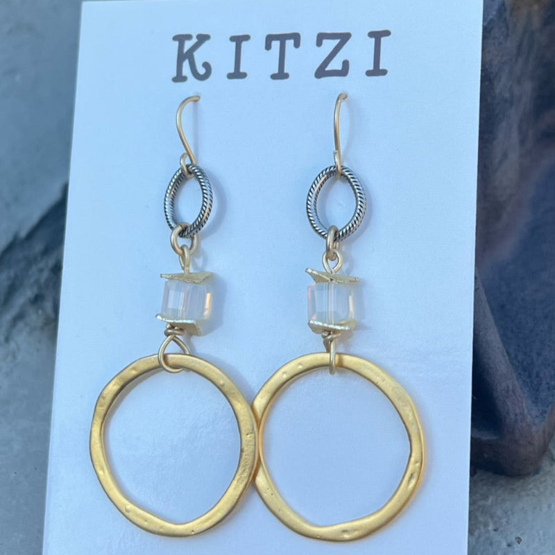 Kitzi Double Hoop with Middle Stone