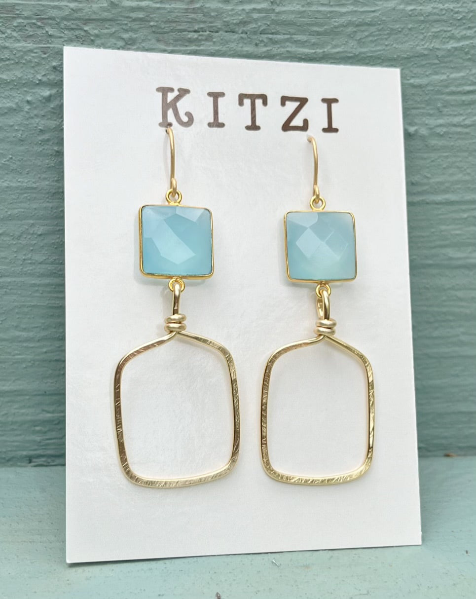 Kitzi Hoop with Square Blue Chalcedony